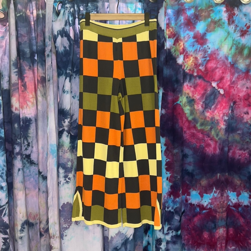 NWOT Checkerboard Pant: Papaya Check -Backbeat